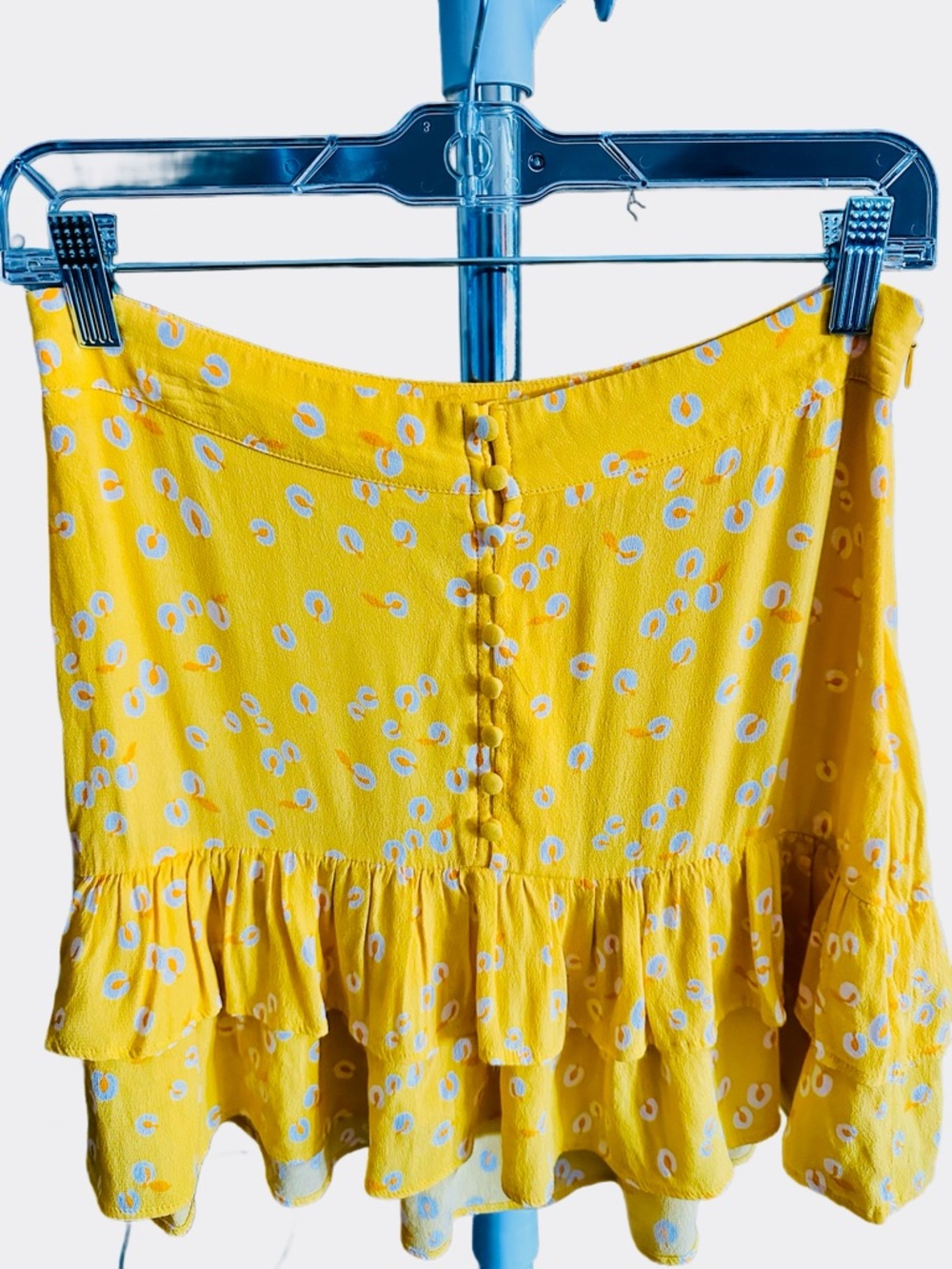 Forever 21 Yellow Printed Mini Skirt with Ruffle Hem